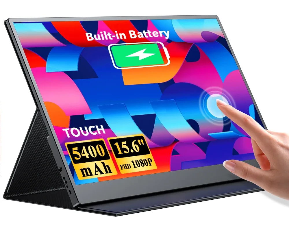 Battery Powered Monitor mini HDMI USB C Built in 5400mAh 1080P IPS Speaker