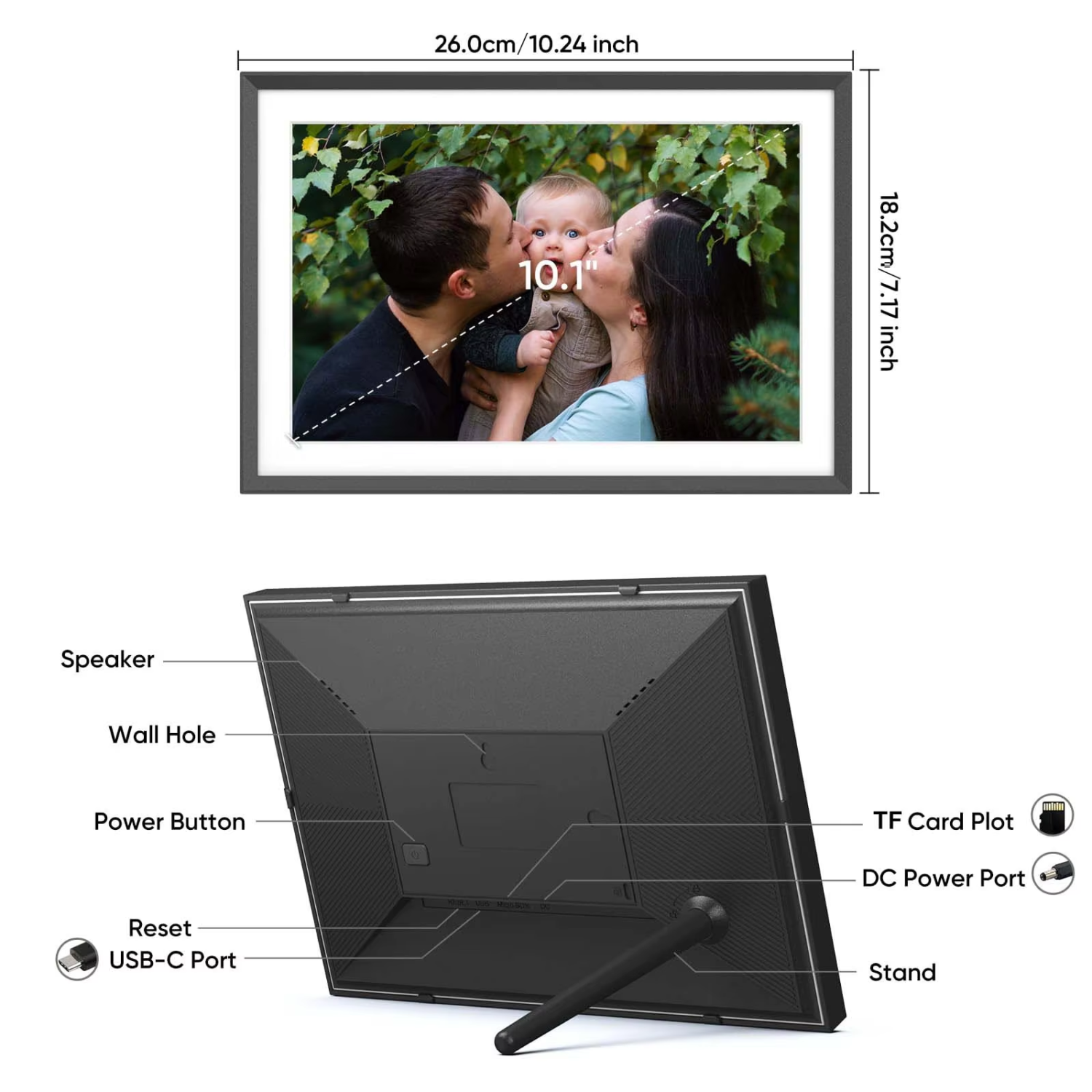 WiFi 10.1’’ Digital Photo Frame with Touchscreen IPS LCD Display and 32GB Built-in Memory - 10.1 inch - Image 2